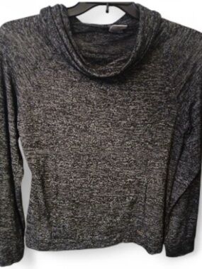 Hello Mello Heathered Black Gray Cowl Neck Top